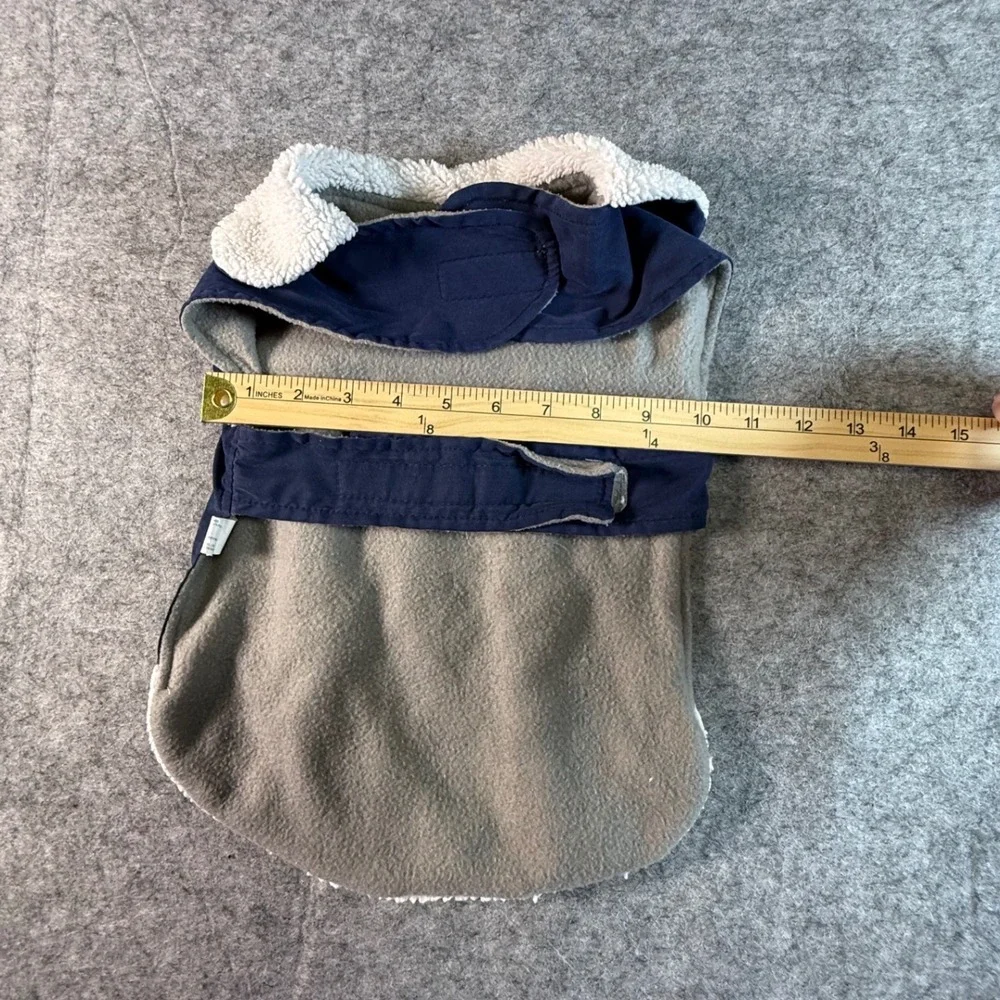 Double Nice‎ Co Navy Blue Sherpa Fleece Lined Dog Vest Jacket Adjustable No Size